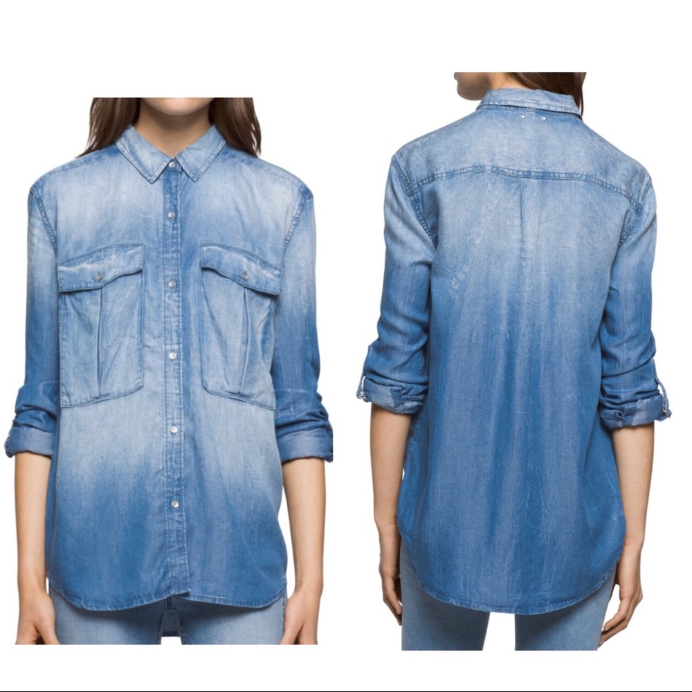 CALVIN KLEIN OMBRÉ DENIM SHIRT lyocell